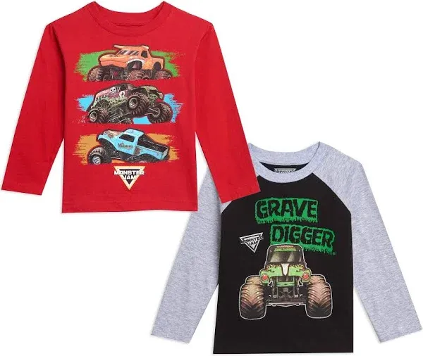 Monster Jam Toddler Boys 2 Pack Long Sleeve Graphic T-Shirts