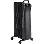 Basics Portable Radiator Heater with 7 Wavy Fins, Manual Control, Black, 1500W