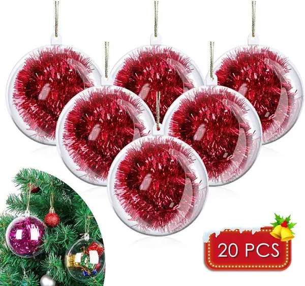 DIY Ornament Clear Fillable Baubles Craft Christmas Decorations Tree Ball 20Pck