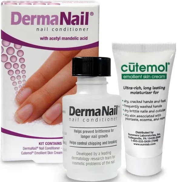 Nail Strengthener & Cuticle Cream Set - Fingernail Care Kit with Liquid Nail Strengthener & Cutemol Cream (11.5g Sample) Healthy Growth - Repair for Brittle, Damaged, Thin, & Peeling Nails