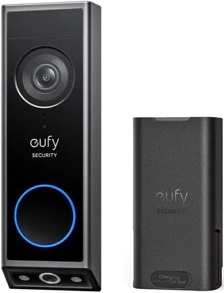 eufy Security Video Doorbell E340 (Battery Powered, With Extra Backup Battery), Rechargeable Battery to Eliminate Charging Wait, Dual Cameras, 2K Full HD, No Monthly Fee