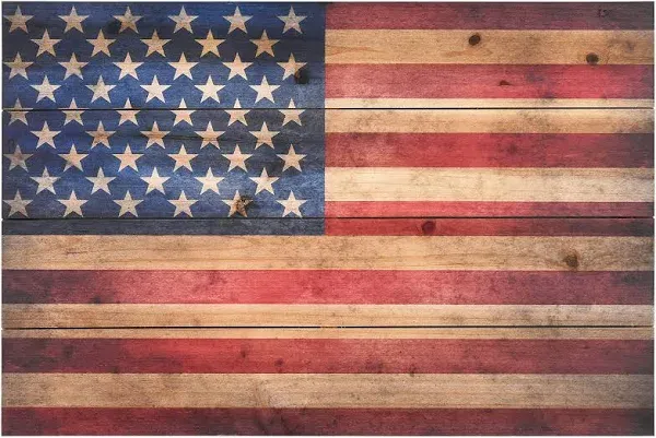 American Flag Solid Fir Wood Plank Wall Art