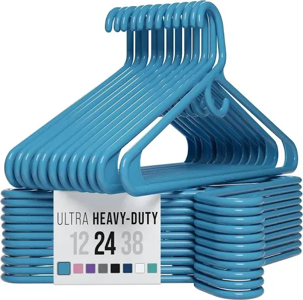 Ultra Heavy Duty Plastic Clothes Hangers - Blue - Durable Coat, Suit and Clot...