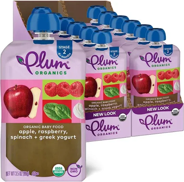 Plum Organics Stage 2 Organic Baby Food, Apple, Raspberry, Spinach Greek Yogurt