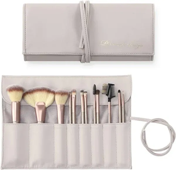 Makeup Brush Bag PU Leather Roll-Up Travel Brush Organizer Portable