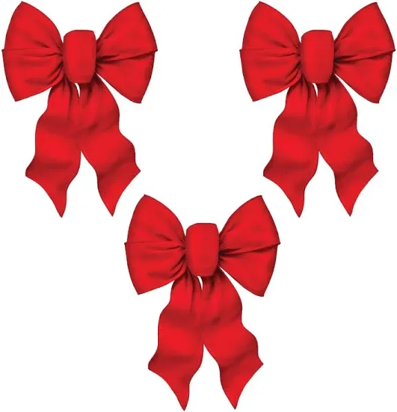 Rocky Mountain Goods Large Wired Red Bow - 12" Wide by 18" Long - Christmas Wreath Bow - Great for Large Gifts - Indoor/Outdoor - Waterproof Velvet - Attachment tie (3)