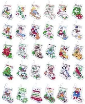 Bucilla 84293 Counted Cross Stitch Kit 3.5&#034; 30 Ct-Tiny Stocking Ornaments