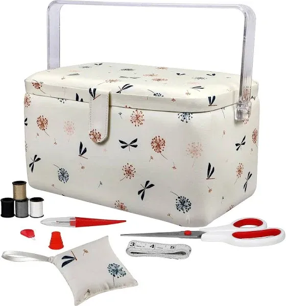 SINGER Large Premium Sewing Basket with Notions Kit &amp; Anthriscus Print 