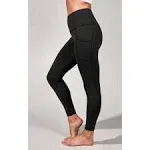 90 Degree by Reflex High Waist Tummy Control Interlink Squat Proof Ankle Length Leggings - Black - Small