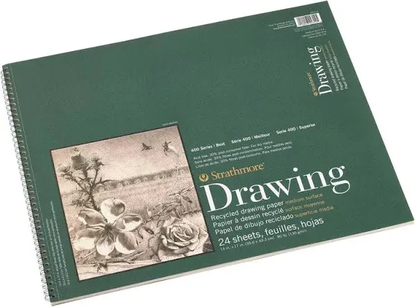 Strathmore Recycled Drawing Spiral Paper Pad 14&#034;X17&#034;-24 Sheets 443140