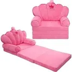 harhoers Pink Kids Sofa Lounger Toddler Couch for Seating | Princess Comfy Foldable Toddler Chair | Soft Kids Couch Fold Out for Toddlers 1-5 | for G