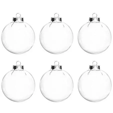 12 Pcs Clear DIY Fillable Ornaments,2.36'' Transparent Balls Plastic Baubles for Christmas, Halloween, Birthday, Wedding Decor, DIY Crafts Decorations (60 mm)