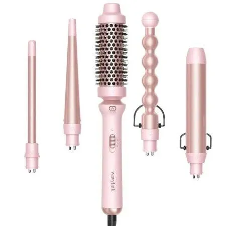 Wavytalk 5 in 1 Curling Iron: Features curling wand set with 4 ceramic wands