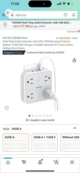 TESSAN Multi Plug Outlet Extender