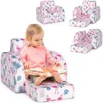 3-in-1 Convertible Kid Sofa Bed Flip-out Chair Lounger for Toddler-Pink - Color