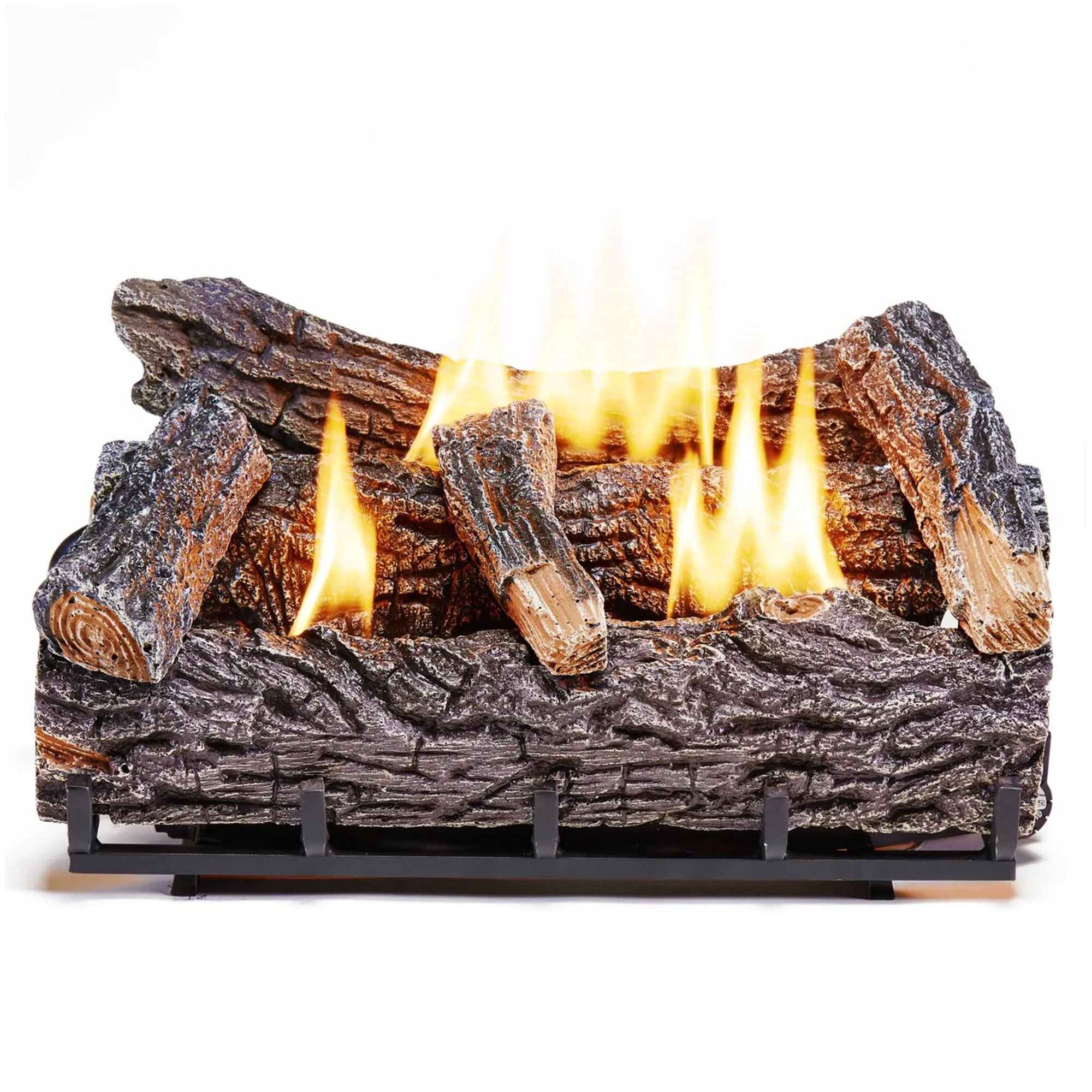 22in.W Vent-Free Natural Gas Fireplace Log Set-Winter Oak,32,000 BTU,Thermostat