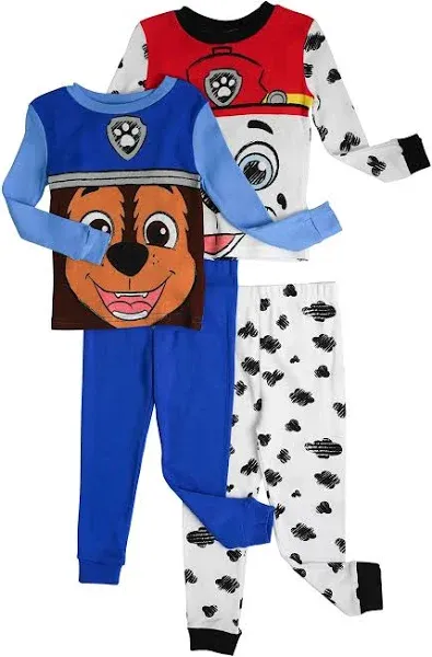 Paw Patrol Toddler Boys' Chase and Marshall 4 Piece Long Sleeve Pajama Set