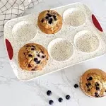 Trudeau Structure White Confetti Reinforced 6 Cup Jumbo Muffin Pan Silicone Bakeware