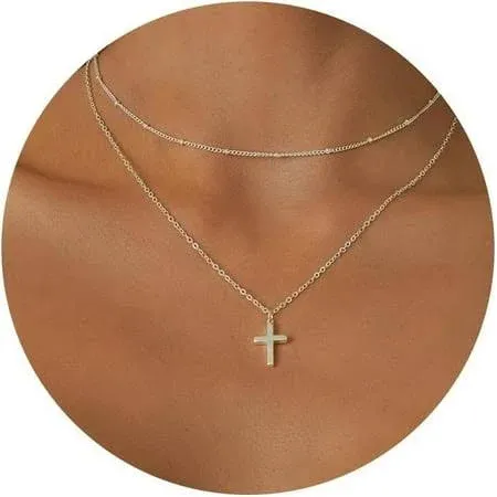 14K Gold Plated/Sterling Silver Cross Necklace