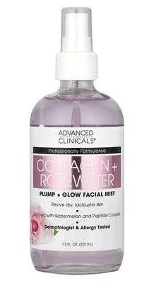 Advanced Clinicals Collagen + Rosewater Pump + Glow Facial Mist