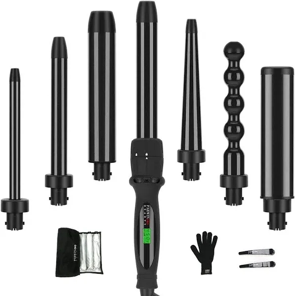 Curling Iron,PARWIN PRO BEAUTY 7 in 1 Curling Wand Set with 7 Interchangeable Dual Voltage