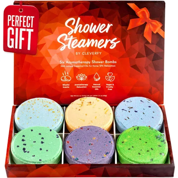 Cleverfy Shower Steamers Aromatherapy Variety Pack of 6 Shower Bombs Set