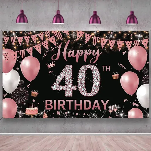 Trgowaul 40th Birthday Decorations Banner for Women