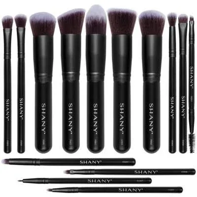 Makeup Brushes - Black Bombshell - 14-Piece Brush Set – Foundation Powder Con...