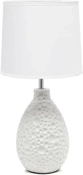 Simple Designs Textured Stucco Ceramic Oval Table Lamp