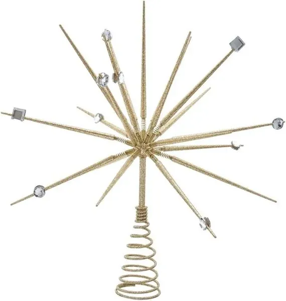 14.8-Inch Gold Starburst Throng Treetop Tree Topper, Multi