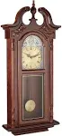 Bedford Clock Collection 38" Grand Antique Chiming Wall Clock with Roman Numerals in A in A Cherry Oak Finish