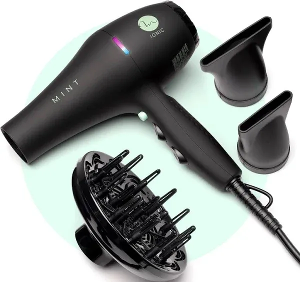 MINT Professional Series Blackbird Infrared Ionic Hair Blow Dryer with Diffuser