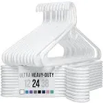 Ultra Heavy Duty Plastic Clothes Hangers - - Durable Coat, Suit and 24 White