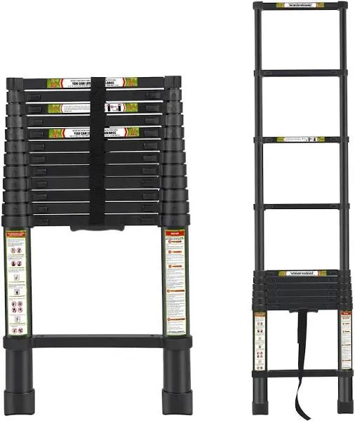 Telescopic Ladder RIKADE Aluminum Telescoping Ladder with Non-Slip Feet, Portable Extension Ladder for Household and Outdoor