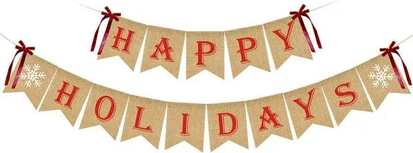 Happy Holidays Banner Burlap