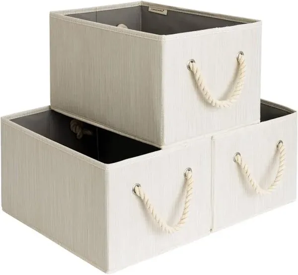 StorageWorks 3-Pack Foldable Storage Bins with Cotton Rope Handles