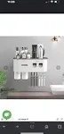 Toothbrush Holder Wall Mounted with Double Automatic Toothpaste Dispenser Squeezer Kit, 2/3/ Cups (Grey 2 Toothpaste Dispensers, 2 Cups)