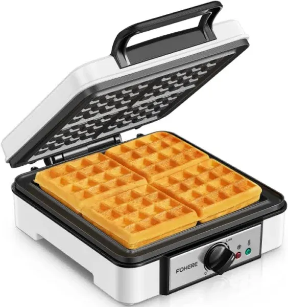 Belgian Waffle Maker 4 Slices, 1200W Square Waffle Iron, 5 Browning Levels, N...