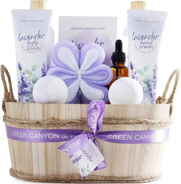 Spa Gift Baskets for Women 11pcs Lavender Bath Gift Set with Body Lotion, Essential Oil, Relaxing Spa Baskets for Women Gift, Birthday Gifts for Women