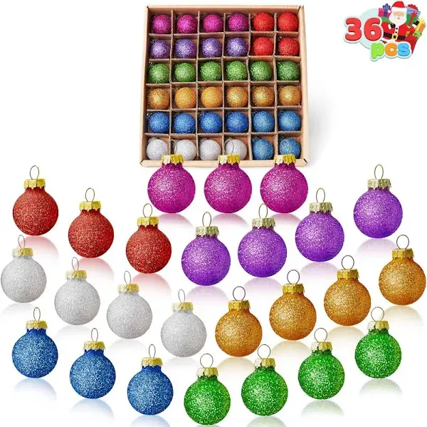 36 Pcs Mini Glitter Glass Balls Ornaments