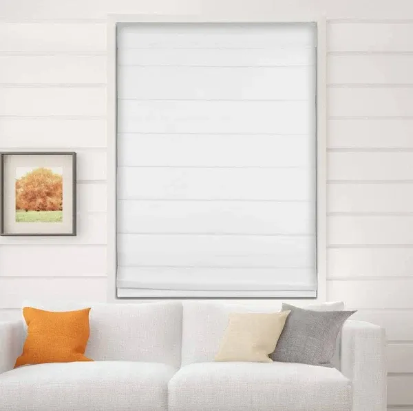 Arlo Blinds White Room Darkening Cordless Lift Fabric Roman