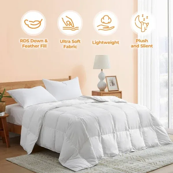 All-Season Medium Warmth White Goose Down Comforter with