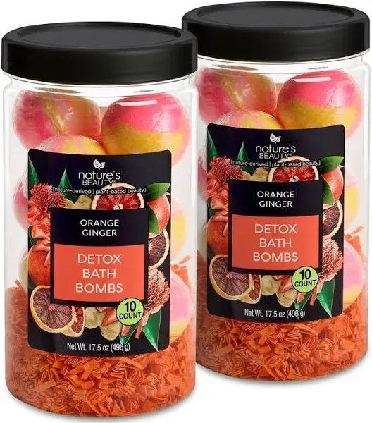 Nature&#039;s Beauty Orange Ginger Detox Bath Bomb Gift Set Multi Pack Luxury Fizzy