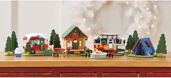 Herrschners Christmas in The Woods Village Plastic Canvas Kit