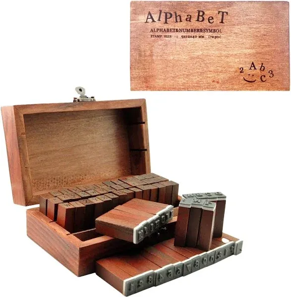 Ucec 70pcs Vintage Wooden Rubber Alphabet Stamps