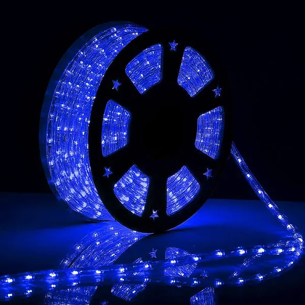 100Ft Blue Rope Lights Outdoor, 110V Cuttable Outdoor String Lights Waterproo...