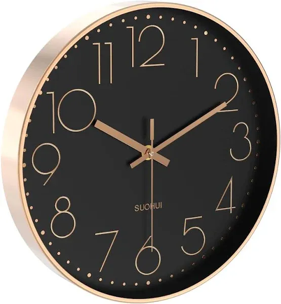 SUOHUI 12 inch Silent Non-Ticking Battery Operated Wall Clock