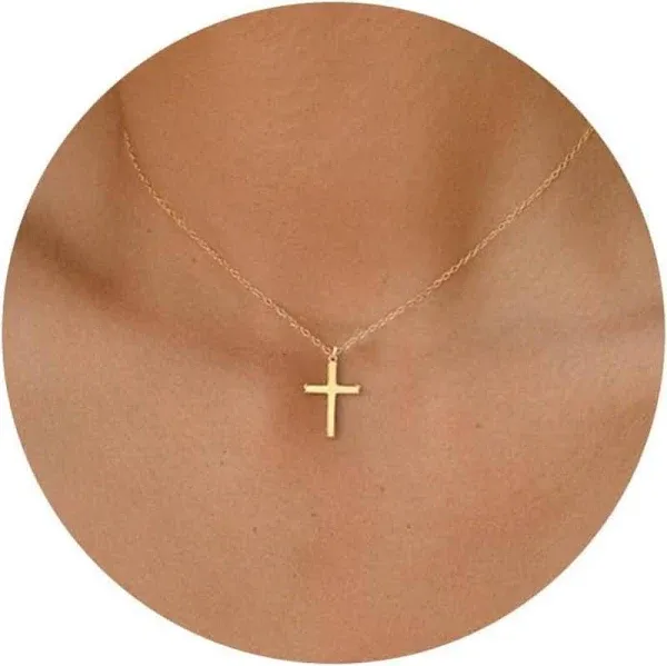 14K Gold Plated/Sterling Silver Cross Necklace