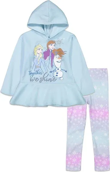 Disney Frozen Elsa Princess Anna Olaf Toddler Cosplay Hoodie and Kids Leggings Outfit Set to Big