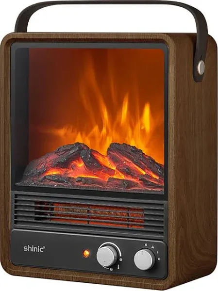 Portable Electric Fireplace Heaters with Crackling Sound &amp; Realistic Flame,1500W